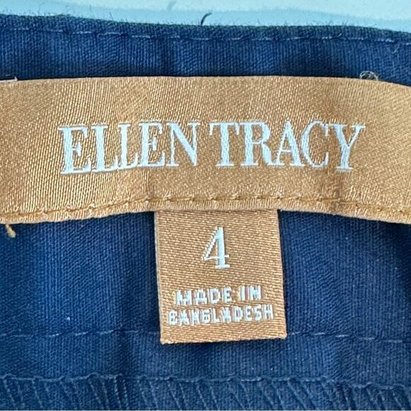 Ellen Tracy Navy Cropped Pants Gold Chain Detail 4 - Picture 4 of 8